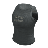 Rhinestone Logo Tank Top | Grey