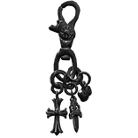 right clipped chrome black cross dagger keychain,