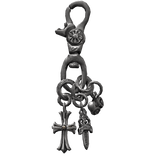right clipped chrome silver cross dagger keychain,