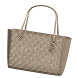 Right | Beige Quilted Leather Gold Charm Tote 
