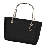 Right | Black Quilted Leather Gold Charm Tote 