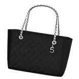 Right | Black Quilted Leather Silver Charm Tote 