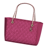Right | Hot Pink Quilted Leather Gold Charm Tote