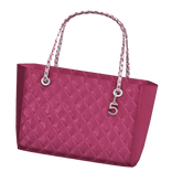 Right | Hot Pink Quilted Leather Silver Charm Tote