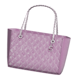 Right | Pink Quilted Leather Silver Charm Tote 