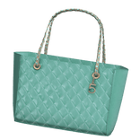 Right | Teal Quilted Leather Gold Charm Tote 