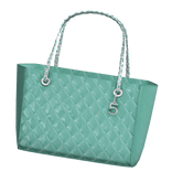 Right | Teal Quilted Leather Silver Charm Tote 