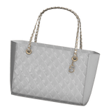 Right | White Quilted Leather Gold Charm Tote 