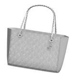 Right | White Quilted Leather Silver Charm Tote 