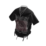 Ripped T-Shirt w/ Chrome Heart Chain
