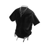 Ripped T-Shirt w/ Chrome Heart Chain