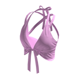 Ruched Halter Crop Top with Front Tie (Pink)