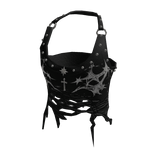 Ruched Halter Top with Starbursts (Black)