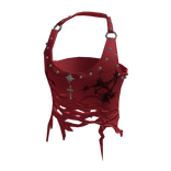 Ruched Halter Top with Starbursts (Red)