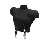 Ruched Lace Up Top Black