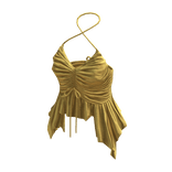 Ruched Ruffle Halter Top ⭐ (Yellow)