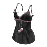 Ruffle Girly Vintage Top | Black & Pink