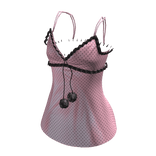 Ruffle Girly Vintage Top | Pink & Black