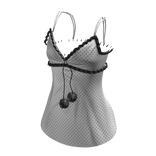 Ruffle Girly Vintage Top | White & Black