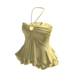 Ruffle Halter Peplum Crop Top (Yellow)