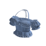 Ruffle Halter Peplum Top (Blue)