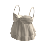 🍀Ruffle Lace Strap Tee (Beige)