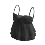 🍀Ruffle Lace Strap Tee (Black)