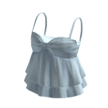 🍀Ruffle Lace Strap Tee (Blue)