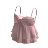 🍀Ruffle Lace Strap Tee (Pink)