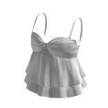 🍀Ruffle Lace Strap Tee (White)