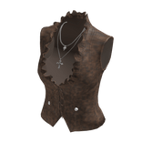 Ruffle-Neck Buttoned Vest (Brown)