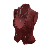 Ruffle-Neck Buttoned Vest (Burgundy)