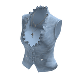 Ruffle-Neck Buttoned Vest (Light Blue)