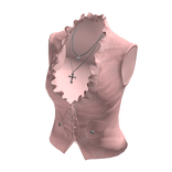 Ruffle-Neck Buttoned Vest (Pink)