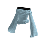 Ruffle Off Shoulder Shirt (Light Blue)