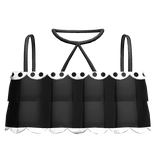 ruffled black swimsuit top