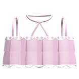 ruffled pink swimsuit top