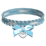 Ruffled Ribbon Pearl Heart Choker Necklace