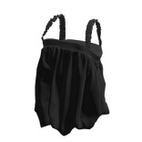 💜 Ruffled Strap Bubble Cami Top_Black