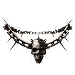 Rusty Grunge Spiked Skull Necklace