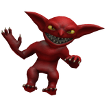 Scary Goblin Red Demon on Shoulder