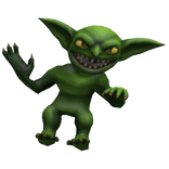 Scary Green Goblin Demon on Shoulder