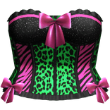 Scene Green Pink Leopard Corset Y2K Bow 2000s
