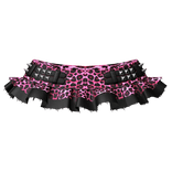scene leopard mini skirt w studs - hot pink black