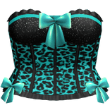 Scene Teal Leopard Print Corset Y2K Bow 2000s