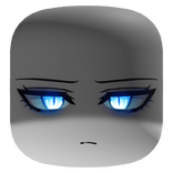 Shadowed Angel Face w/ Blue Glowing Eyes - White