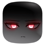 Shadowed Demon Face With Red Eyes - Grey