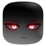 Shadowed Demon Face With Red Glowing Eyes - Grey