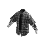 Vintage Plaid Layered Overshirt w/ Black Tie