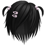 ♡ : short kawaii messy hair in black